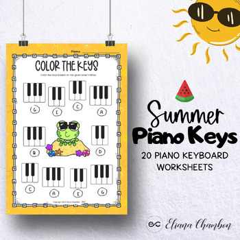 Preview of Summer - Piano keyboard Worksheets - Music Activity