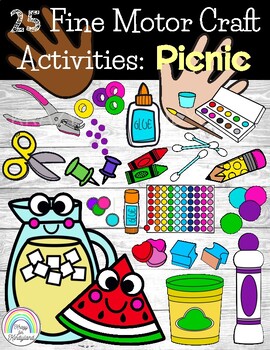 Preview of Summer Picnic Foods Craft Set - Fine Motor Activities - Occupational Therapy