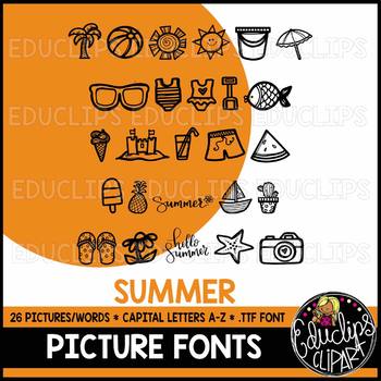 Preview of Summer Picture Font {Educlips Clipart}