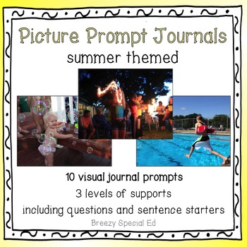 Preview of Summer Picture Journal Prompts differentiated for special education