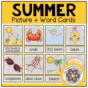 SUMMER - Picture + Word Cards (ESL/EFL) by My Teaching Factory | TPT