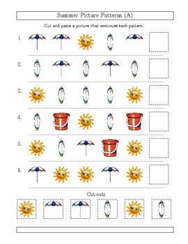 Preview of Summer Pictures Patterns for picture worksheets with shape, size and rotation pr