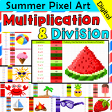 Summer Pixel Art for Multiplication and Division End of th