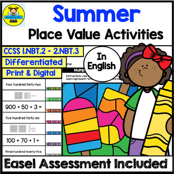 Preview of Summer Place Value Math Activities and Digital Assessment