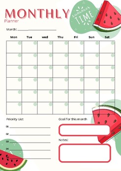 Preview of Summer Planner