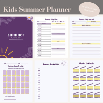 Preview of Summer Planner for Kids, Ready to Print Summer Journal