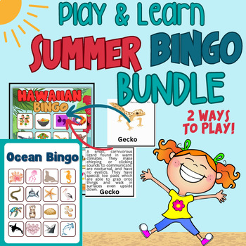 Preview of Summer Play & Learn Bingo Bundle: Learn About Hawaii & The Ocean While You Play!