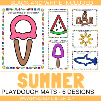 Summer Playdough Mats - (18 Summer Playdough Mats in Color and B&W)