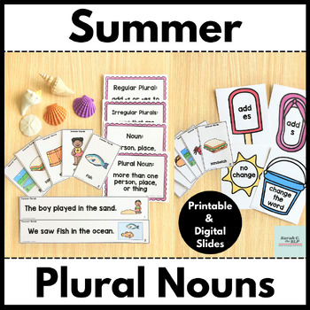 Preview of Summer Regular & Irregular Plural Noun Activities for Grammar & Language Therapy