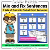 Summer Pocket Chart Sentences | Predictable Sight Word Sentences