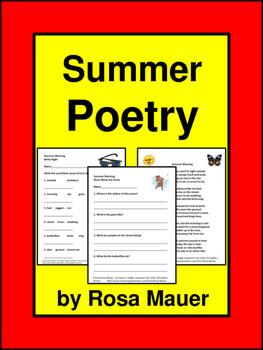 Summer Poem, Comprehension Questions, and AVC Order Practice Worksheet