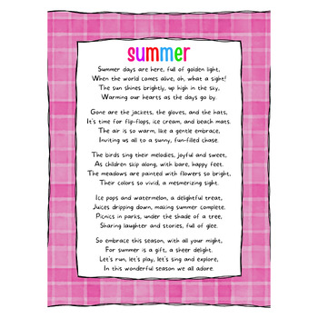 Summer Poem | Summer Beach Poem for kids | Summer Printable Poem.