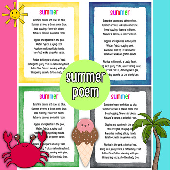 Summer Beach Poems Teaching Resources | TPT