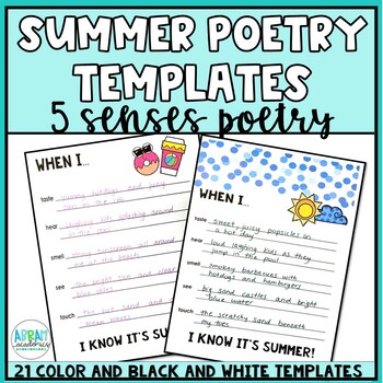 Summer Poetry Templates - Summer 5 Senses Poetry Writing Activity