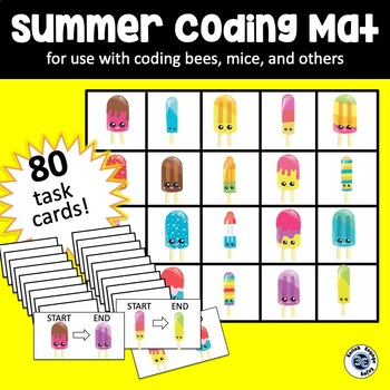 Preview of Summer Popsicle Coding Mat - 12 size options for coding bees and mice