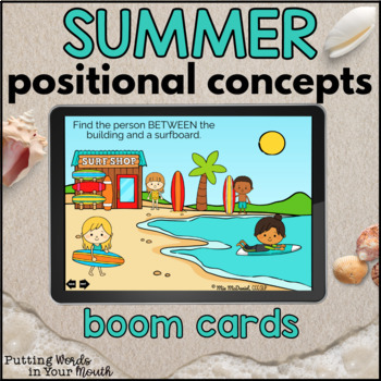 Preview of Summer Positional / Spatial Basic Concepts & Prepositions | BOOM CARDS™