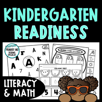 Preview of Summer Pre-K Review | Literacy and Math Worksheets | Kindergarten Readiness