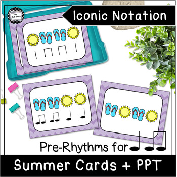 Preview of Summer Pre Rhythm (Iconic Notation) Music Cards + PowerPoint