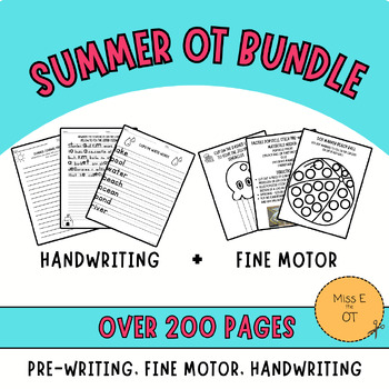 Preview of Summer Pre-Writing, Fine Motor, and Handwriting OT Bundle