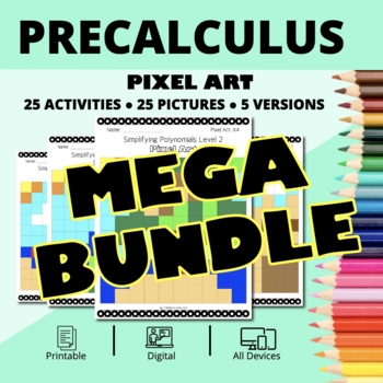 Preview of Summer PreCalculus BUNDLE: Pixel Art Activities