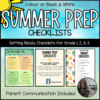 Preview of Summer Prep Checklists for Students and Parents - FREE