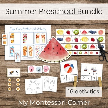 Preview of Summer Preschool Activity Bundle (Montessori-inspired hands-on learning)