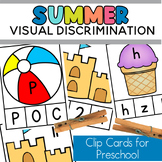Summer Preschool Visual Discrimination Clip Cards with Let