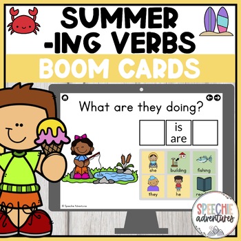 Preview of Summer Present Progressive -ing Verbs Grammar Activity for Speech Therapy