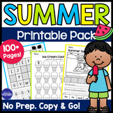 Summer Activities Printables, Summer School Packet Kinderg