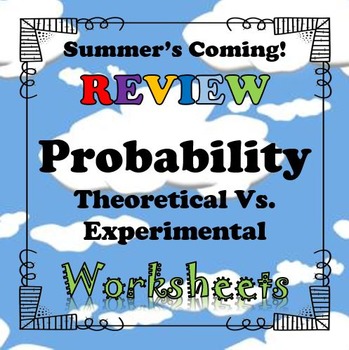 Preview of Summer Probability Worksheets Theoretical Vs. Experimental...Math+Riddle=FUN!