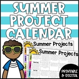 Summer PBL Projects Calendar | Fun Summer Packet Activities