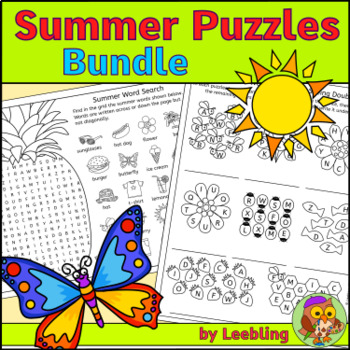 Preview of Summer Puzzle Bundle – End of Year Activities – Crosswords, Word Searches & More