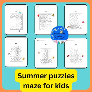 Preview of Summer Puzzle Maze Book for Kids / puzzle activities
