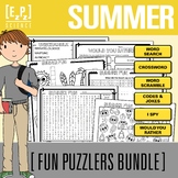Summer Puzzlers Holiday Bundle- No Prep! Print and Go!