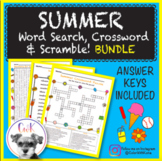 Summer Puzzles (BUNDLE!) Word Search, Crossword Puzzle & W