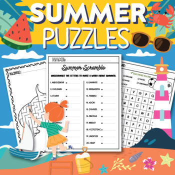 Summer Puzzles - Fun End of Year Activities - Word Search | Word ...