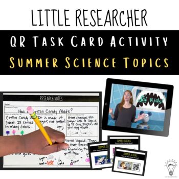 Preview of Summer QR Research Task Cards Activity for ELA & Science - Grade 1 , 2 and 3