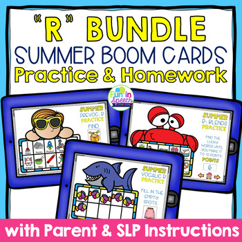 Summer R Articulation Homework Boom Cards | Speech Therapy Activities