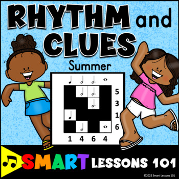 Preview of Summer RHYTHM & CLUES Music Math Rhythm Worksheets: EASEL Music Addition Puzzles