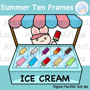 Preview of Summer Rabbit - Ice Cream Ten Frames Clipart