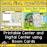 Summer Read, Find, Write/Type Center - Printable and Digit