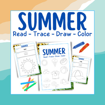 Summer Read, Write, Trace, Draw and Color Worksheet Bundle! | TPT