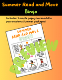 Summer, End of Year, Read and Move Bingo, Reading Log, Mov