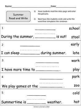 Summer Reading Comprehension Passage Distance Learning by Sherry Clements