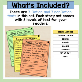 Summer Reading Comprehension Passages and Questions | TpT