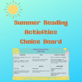 Summer Reading Activities Choice Board 