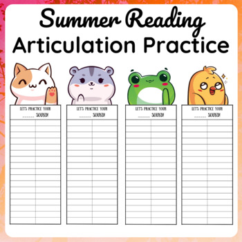 Preview of Summer Reading Articulation Practice Activity for Teachers and Parents