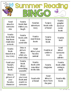 Summer Reading BINGO by That Fun Teacher | TPT