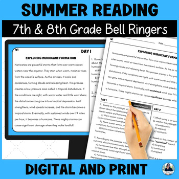 Preview of ESL Reading Comprehension Bell Ringers for 7th & 8th | Middle School for Summer