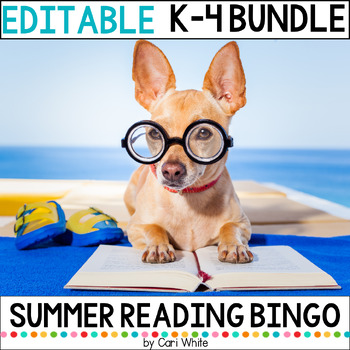 Preview of Summer Reading Bingo School Library kindergarten through 4th grade Editable Log